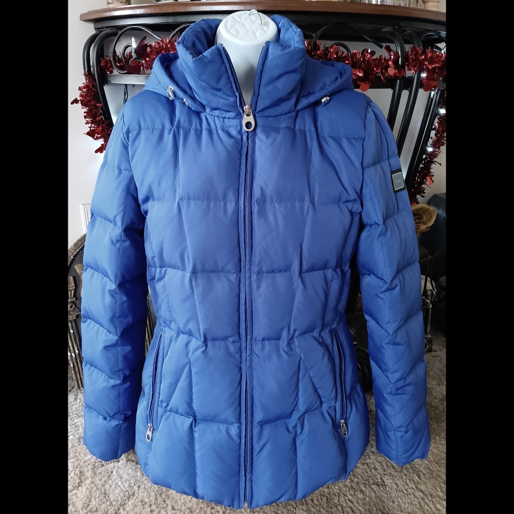 🖤 Calvin Klein Down Duck Feather Puffer Jacket Medium Winter Blue Lined